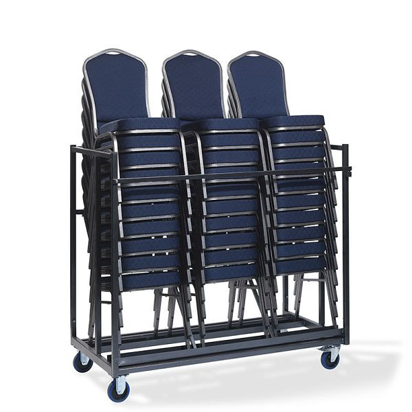 Feros Transportwagen Stapelstuhl, für bis zu 30 Stapelstühle, 151x76x120cm (BxTxH), Hammerschlag, T91600