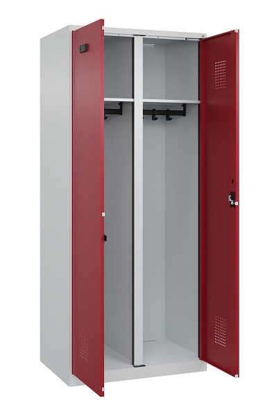 C+P Schwarz-Weiß-Spind Evolo PLUS, 2 Abteile, 1850x800x500mm, 7035/3003, Zylinderschloss, 049002-22 S10031