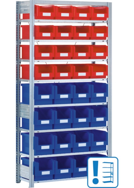 BITO Behälterregal mit 32SK 1849x1008x324 Anbaufeld verzinkt lose FP, 53044
