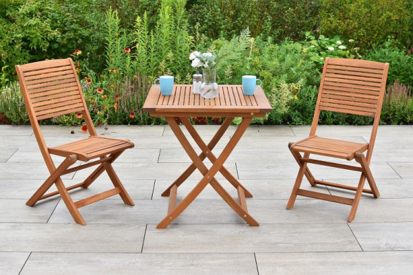 Merxx Bali Set 3-teilig, 2 Klappstühle, 1 Klapptisch 70 x 70 cm, FSC Akazie, 51148-011