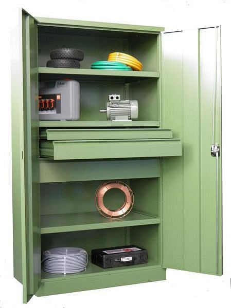 Pavoy Schwerlastschrank 1950/630/1040, Drehgriff, ohne Trennwand, 3 Böden, Schubladen: 1x75, 1x125, 1x175, 36362-104-005-910905