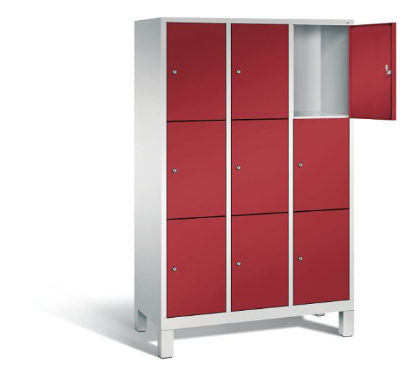 C+P Schließfachschrank Evolo, H1850xB1200xT500mm, Farbe: Lichtgrau / Rubinrot, 48010-323 S10114