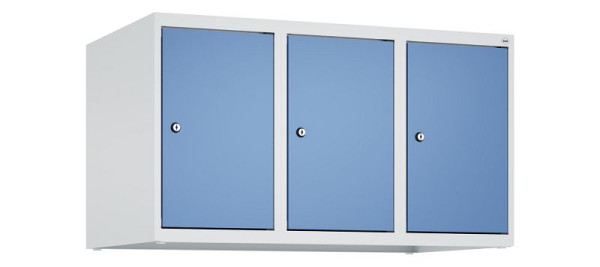 C+P Schrankaufsatz Classic PLUS, Aufsatzschrank, 7035/5023, Zylinderschlösser, 500x900x500mm, 3 Abteile, 080090-30 S10020