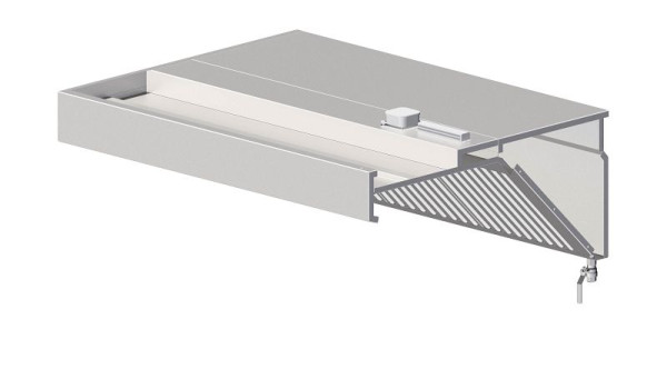Stalgast Wandhaube, schrägform 3800 mm x 1100 mm mit Flammschutzfilter Typ B, WH381100