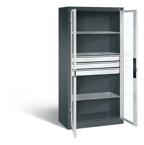 C+P Werkzeugschrank Acurado, H1950xB930xT500mm, Farbe: Anthrazitgrau / Lichtgrau, Muldengriff, 8921-5530 S10114