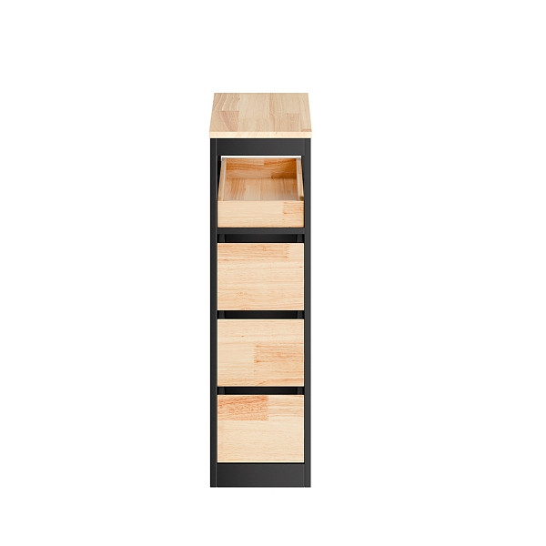SoBuy Badunterschrank mit vier Schubladen Schwarz 65x23x82cm, Modern, BZR54-II-SCH