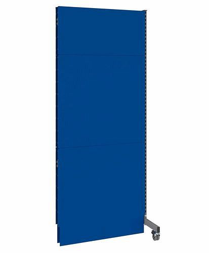 DENIOS Mobile Akustik Trennwand, Anbaufeld, B 1000, H 2500 mm, Akustik-Lochblech zweiseitig, grau/blau, 293121