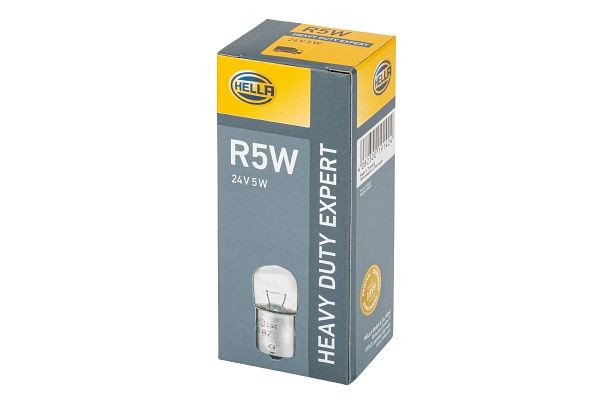 HELLA Halogen-Glühlampe, R5W, Heavy Duty Expert, 24V, 5W, Sockelausführung Glühlampe: BA15s, Schachtel, 8GA 002 071-261