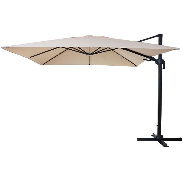 Mendler Gastronomie-Ampelschirm HWC-A96, 3x3m (Ø4,24m) schwenkbar, Polyester Alu/Stahl 23kg, creme ohne Ständer, 153394