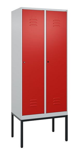C+P Umkleidespind Classic PLUS mit Mitteltrennwand, Gestell, 2 Abteile, 2120x800x500mm, 7035/3020, Zylinderschlösser, 0800307-22F S10017