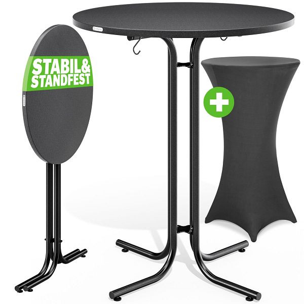 casaria Stehtisch Grau 110x80cm + Stehtischhusse Anthrazit Ø80cm, 997387