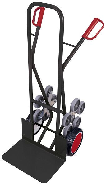 VARIOfit Treppenkarre mit 2 fünfarmigen Radsternen, Außenmaß: 610 x 725 x 1.310 mm, RAL 7016 anthrazitgrau, Radsatz: Vollgummibereifung, sk-710.236/AG