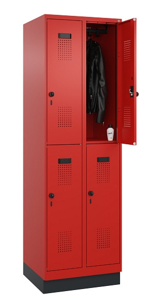 C+P Doppelstöckiger Spind Evolo PLUS, mit Sockel, 4 Fächer, 1950x600x500mm, 3020, Drehriegel, 049320-20 S10025