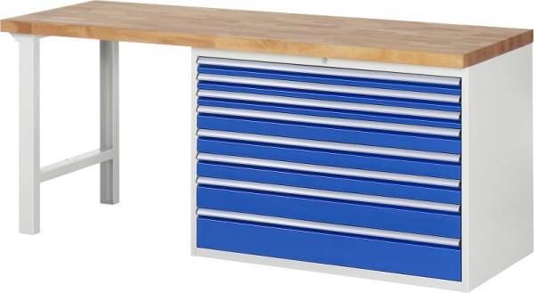 RAU Werkbank Serie 7000 - Modell 7719, B2000 x T700 x H840 mm, Systemunterbau B2000 x T650 x H800 mm, 03-7719A1-207B4S.11