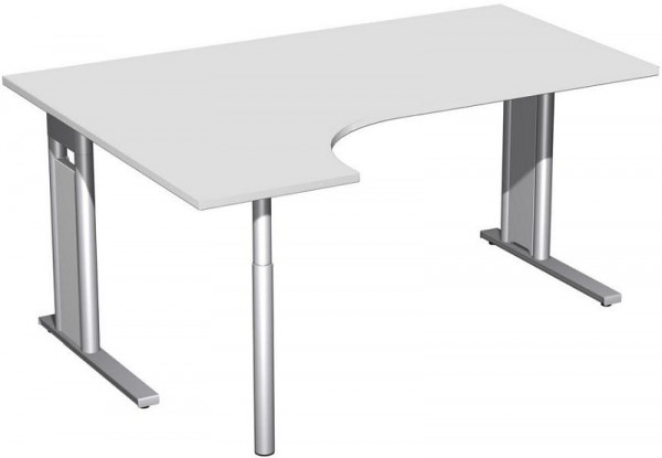 geramöbel PC-Schreibtisch links starr, C Fuß Blende optional, 1600x1200x720, Lichtgrau/Silber, N-648308-LS