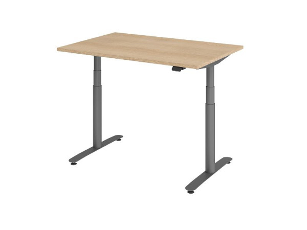 Hammerbacher Sitz-Steh-Schreibtisch elektrisch 120x80cm Eiche/Graphit, VXDLR12/E/G