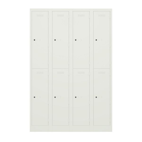 Bisley Garderobenschrank Primary Locker, 4 Abteile, je 2 Fächer, 696 verkehrsweiß, PL3050Q2696