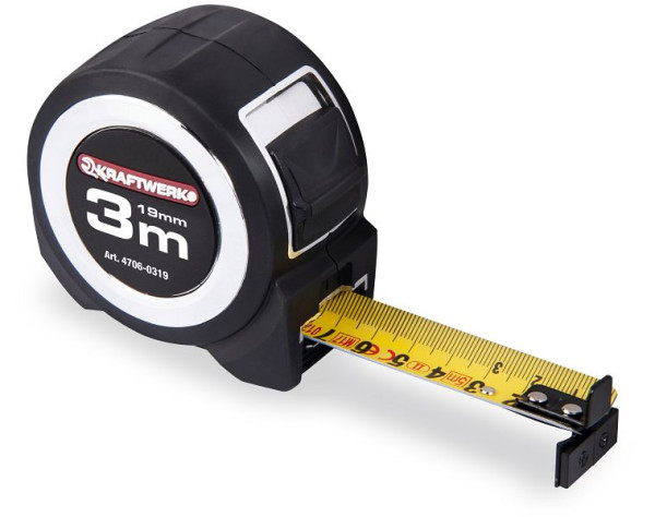 Kraftwerk Profi-Rollmeter 3 m x 19 mm, ABS/Gummi, 4706-0319