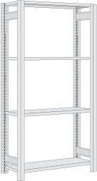 Regalwerk BERT-Standard-Lagerregal - Grundfeld HxBxT 2000x1005x600mm mit 4 Stahl-Fachböden, B3-53110-60