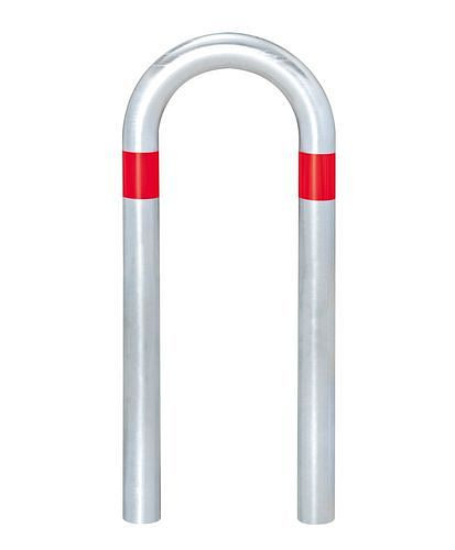 DENIOS Ladesäulen Rammschutz-Bügel, verzinkt, B 360 mm, Ringe rot, zum Einbetonieren, 280397