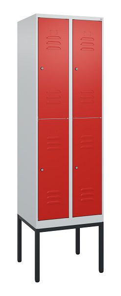 C+P Doppelstöckiger Spind Classic PLUS, Gestell, 2 Abteile, 2120x600x500mm, 7035/3020, Zylinderschlösser, 0803307-20 S10017