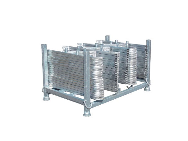 Schake Dreifußständer SET 2, 1x Stapelpalette aus Vierkantrohr 60x60 mm verzinkt, 1x Adapter für Dreifußständer verzinkt, 36x Dreifußständer, 50115-5SET