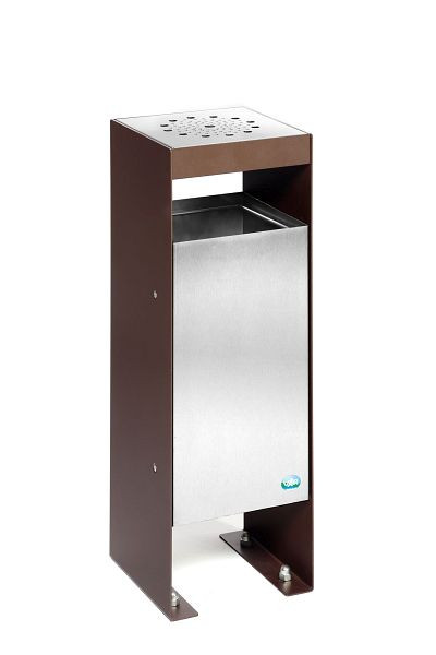 VAR Abfallsammler/Ascher mit Ascher Q 25 mit Lochblechabdeckung, Dunkelbraun, 21467