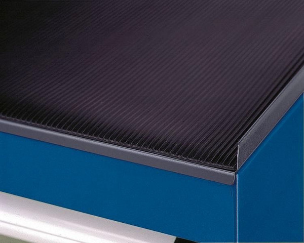 KLW Abrollrand mit 3-seitigem Rand und eingelegtem Riefengummi für Werkzeugschränke / Schiebetürschränke, 1450 x 750 x 19 mm B x T x H, 7SS-ST-ARR3G