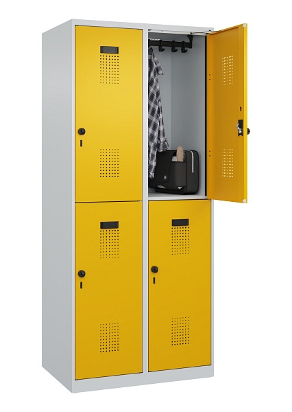 C+P Doppelstöckiger Spind Evolo PLUS, 4 Fächer, 1850x800x500mm, 7035/1004, Drehriegel, 049300-22 S10000