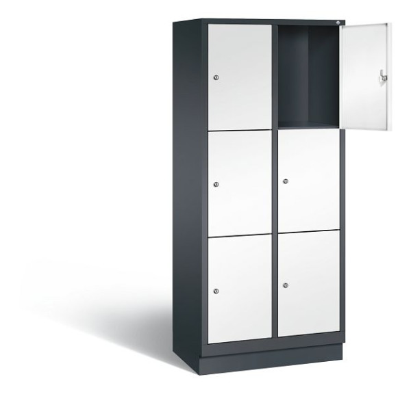 C+P Schließfachschrank Evolo, H1800xB810xT500mm, Farbe: Schwarzgrau / Verkehrsweiß, 48020-223 S10192