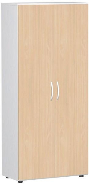 geramöbel Flügeltürenschrank mit Standfüßen, inkl. Türdämpfer, abschließbar, 800x420x1808, Buche/Weiß, S-385100-BW