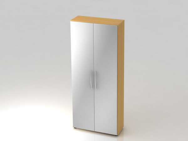 Hammerbacher Schrank 5OH 34, 6cm tief Bogengriff Buche/Silber, 80x34,6x188 cm (BxTxH), V4100/6/S/BM