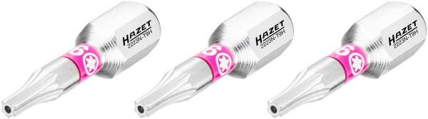 Hazet Bit, Sechskant massiv 6,3 (1/4 Zoll), Tamper Resistant TORX® Profil, T9H, Anzahl Werkzeuge: 3, 2223N-T9H/3