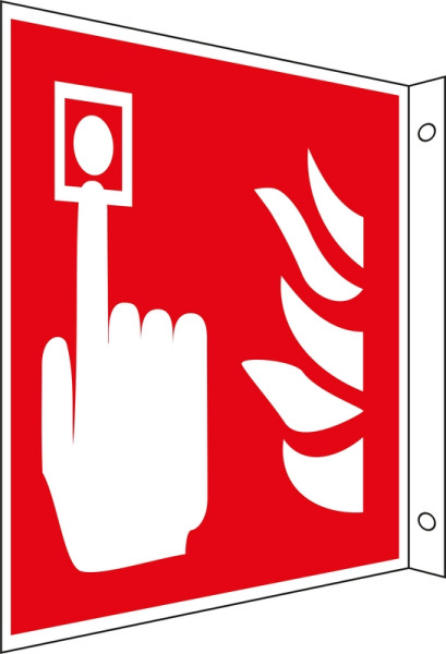 Eichner Brandschutz-Fahnenschild "Brandmelder", B x H x T: 2 x 20,2 x 20,2 cm, Aluminium, langnachleuchtend HI 150, 9225-13615-020