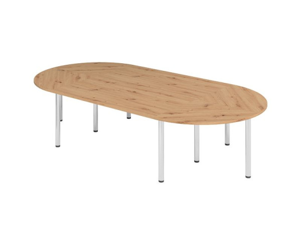 Hammerbacher Tischset K3, Platte: Asteiche, bestehend aus: 2 x VKP16, 4 x VKP91, 8 x VSTFK in Chrom, VSETK3/R/C