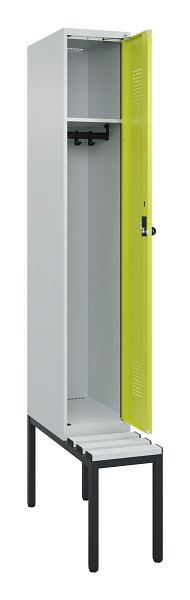 C+P Spind Evolo PLUS, 1 Abteile, 2120x300x815mm, 7035/0024, Haken 3, Drehriegel, Sitzfläche Kunststoff, Sitzbank, 0490507-10 S10069