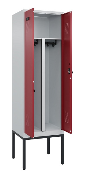 C+P PSA Doppel-Spind Evolo PLUS, Gestell, 2 Abteile, 2120x600x500mm, 7035/3003, Drehriegel, 0490327-20P S10004