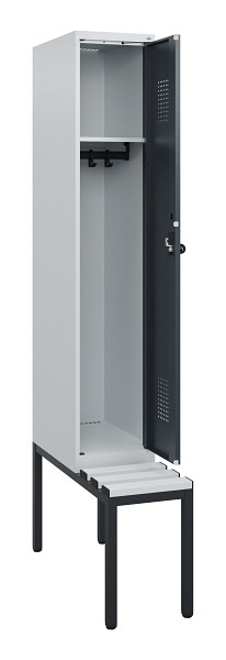 C+P Spind Evolo PLUS, 1 Abteil, 1950x300x815mm, 7035/7016, Drehriegel, Sitzfläche Kunststoff, Sitzbank, 0490505-10 S10066