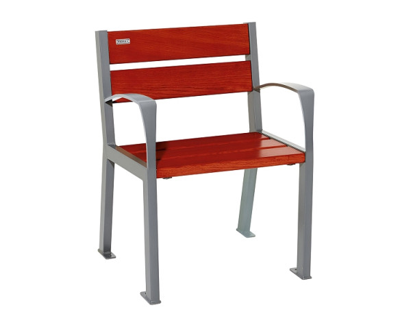 Procity Stuhl Silaos 5 Holzlatten, Mit Armlehne, Holz & Stahl, Mahagoni/Procity Grau, 209510.GPRO.ACAJ