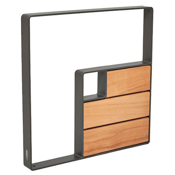 Stein HGS Anlehnbügel -Kube-, Stahl mit Holz-Dekor Lasur Mahagoni, Cortenstahl Optik, 37666-10