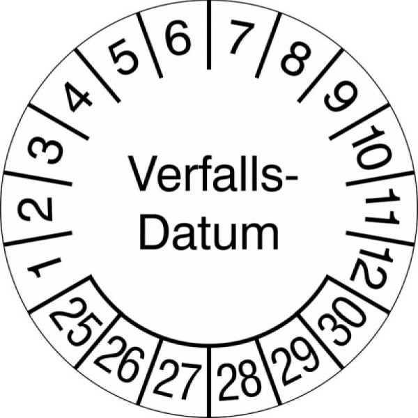 Stein HGS Prüfplaketten ohne Jahresfarbe (6 Jahre), Verfalls-Datum, 2025-2030, 31.3691-25