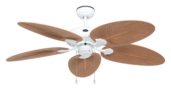 CasaFan Deckenventilator Outdoor Classic Lack weiß-Kunststoff Palme/Rattan, 513295