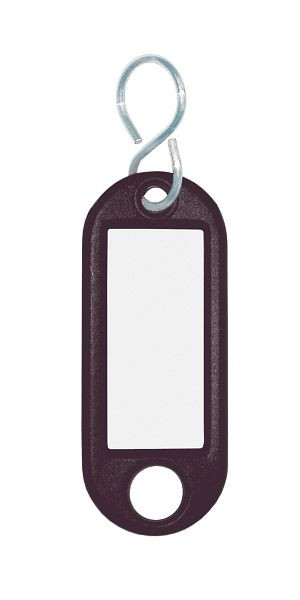 Eichner Schlüsselanhänger aus Kunststoff mit S-Haken, inkl. Beschriftungsetikett, Farbe: Schwarz, VE: 1 Pack à 100 Stück, 9219-01384-100