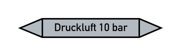 Schilder Klar Rohrleitungskennzeichen Druckluft 10 bar, 100x15 mm Folie selbstklebend, 101512/60