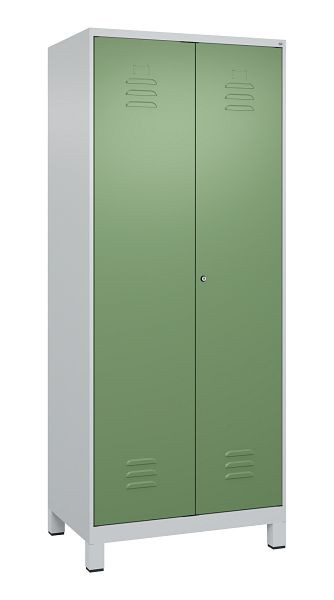 C+P Mehrzweckschrank Classic PLUS, Wäsche-Spind, Füße, 2 Abteile, 1950x800x500mm, 7035/6011, Zylinderschloss, 080012-22B S10021