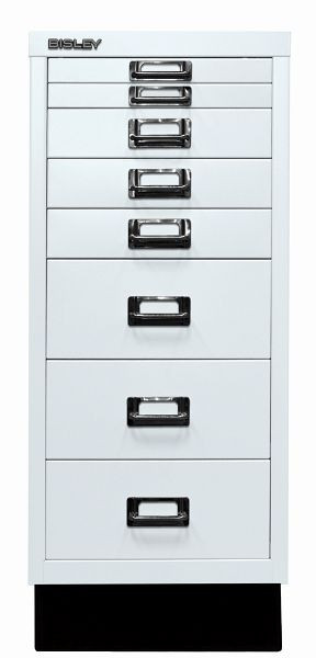 Bisley MultiDrawer, 29er Serie mit Sockel, DIN A4, 8 Schubladen, lichtgrau, L298S645