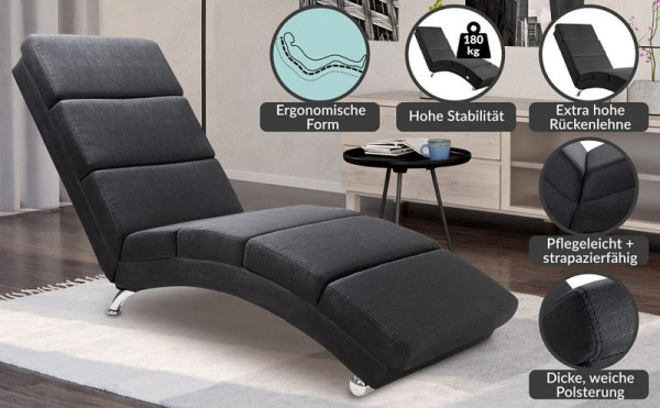 casaria Relaxliege London Anthrazit Webstoff, 107818, 4250525372632