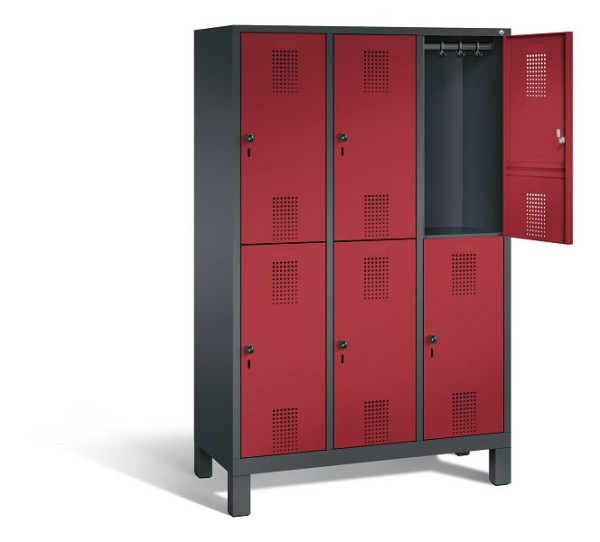 C+P Spind doppelstöckig Evolo, H1850xB1200xT500mm, Farbe: Schwarzgrau / Rubinrot, 48310-32 S10163