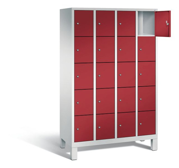 C+P Schließfachschrank Evolo, H1850xB1190xT500mm, Farbe: Lichtgrau / Rubinrot, 48010-405 S10064