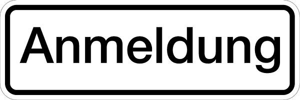 Schilder Klar Gebäudekennzeichnung Anmeldung, 180x60x0.45 mm Aluminium geprägt, 50/51